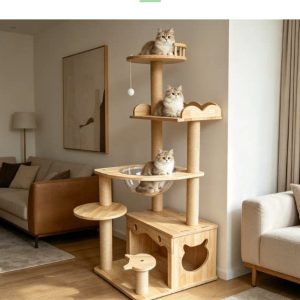 Multi-Level Wooden Cat Tree