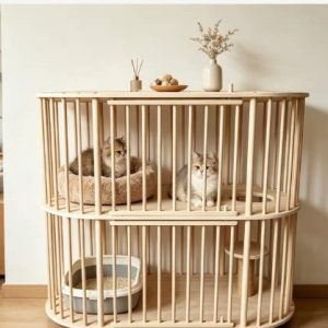Oval Solid Wood Cat Villa