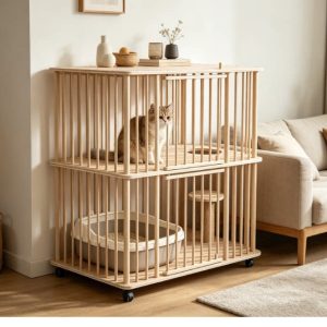 Square Solid Wood Cat Cage