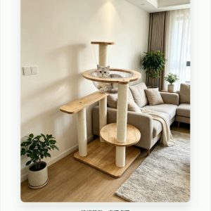 Wooden Cat Tower with Pod