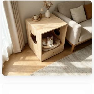 Wooden Nightstand Cat House